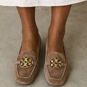 Tory Burch Metal Miller 15mm Loafer in Natural Suede